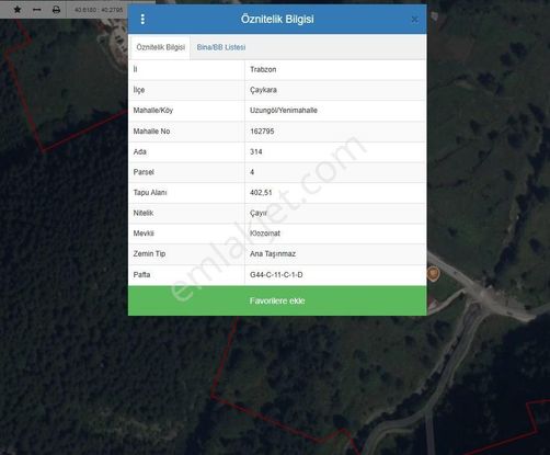 Trabzon Uzungölde Satılık 402 M2 Arazi